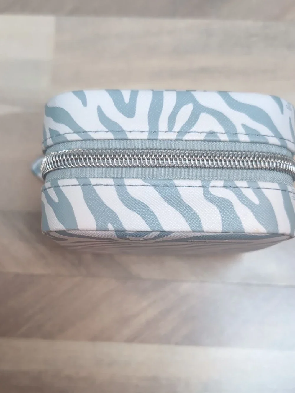 Milly Zebra Print Jewelry Travel Case in White and Light Gray
